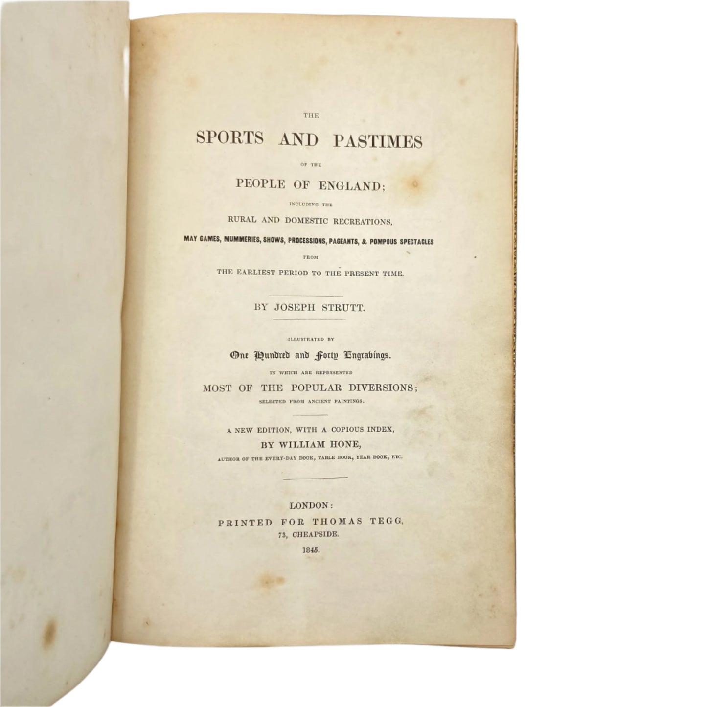 1845 "The Sports and Pastimes of the People of England" Green Full Leather Custom Binding Book