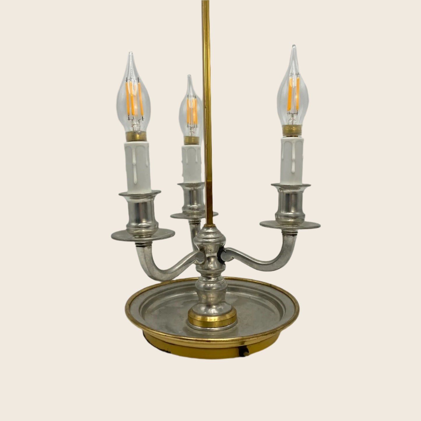 Vintage French Bouillotte Lamp with Maroon Metal Shade