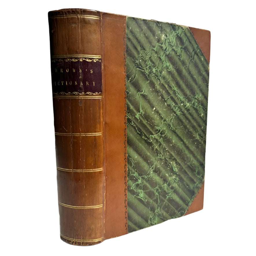 1846 "Brown’s Dictionary of The Holy Bible" Brown Half Leather Book
