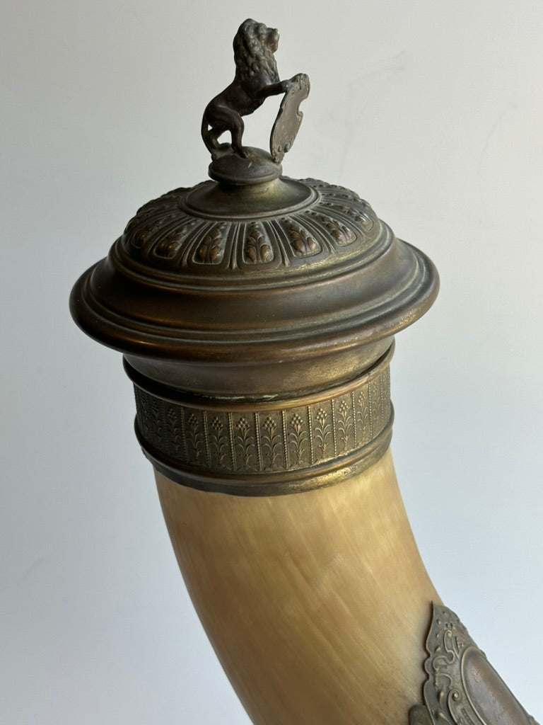 Antique Ceremonial Drinking Horn – A Timeless Trophy from 1895