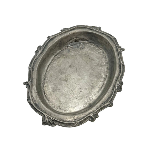 Antique European Pewter Dish with Crown & Fleur-de-Lis Hallmark