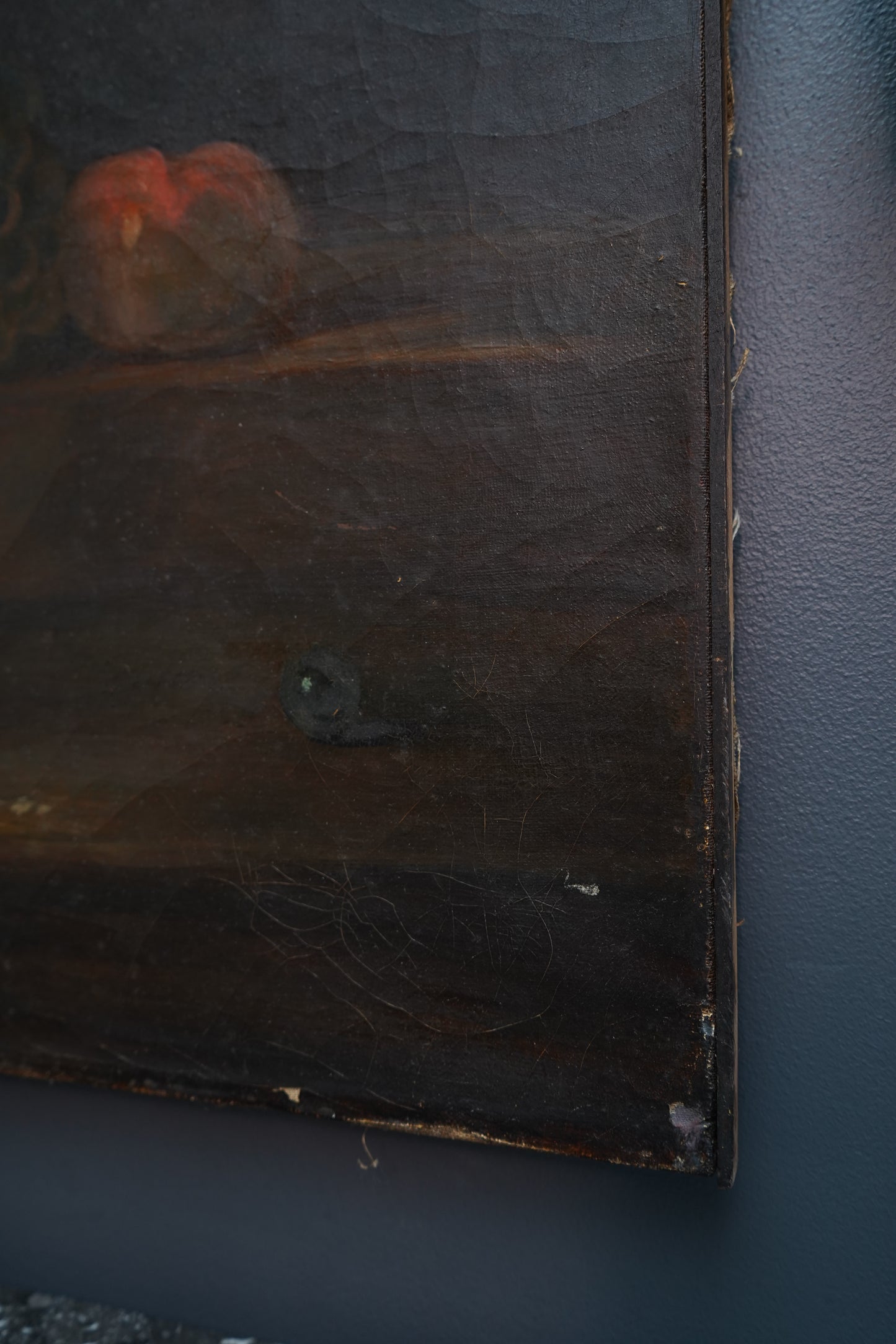 Early 20th Century Oil Painting After Chardin – Still Life with Silver Goblet, Peach & Grapes