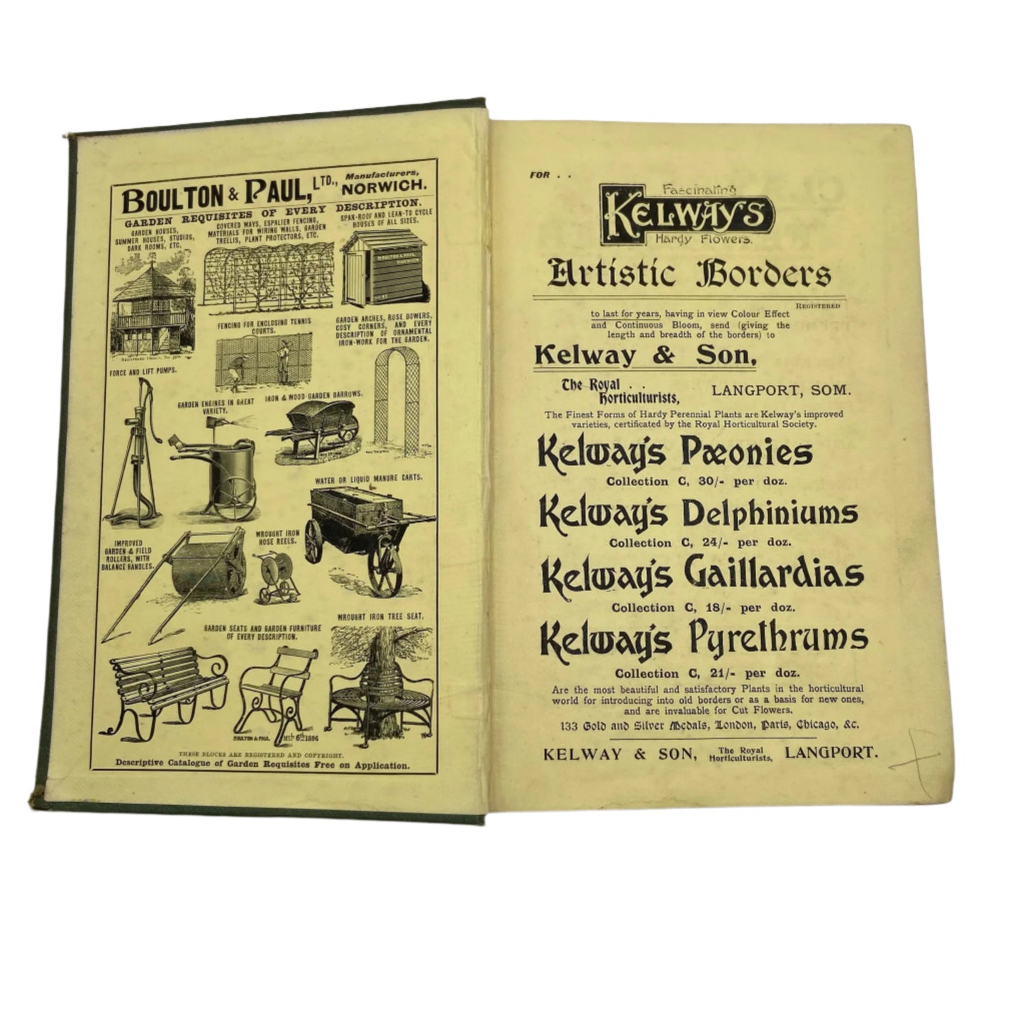 Victorian "Open Air Gardening: The Culture of Hearty Flowers, Fruits, Vegetables" Nature Green Cloth Book