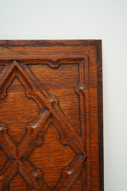Antique English Jacobean Revival Carved Oak Panel