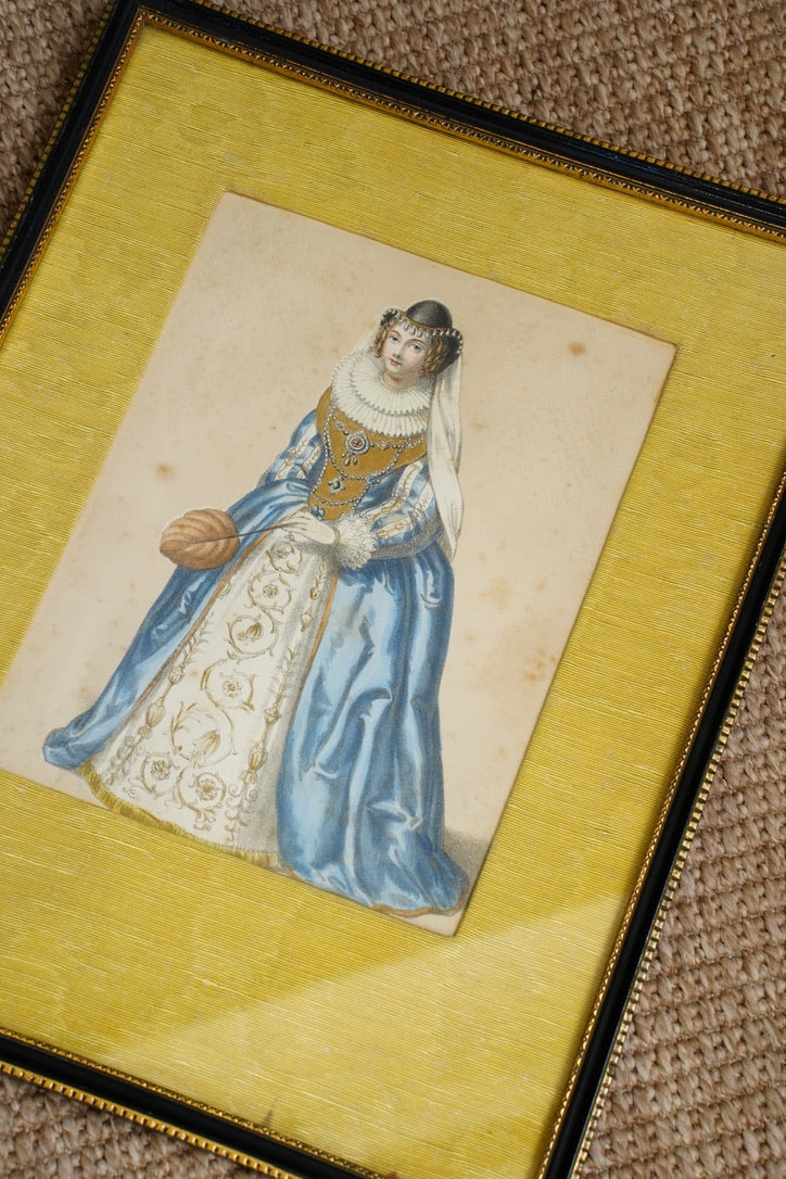 Antique English Hand-Coloured Engraved Royal Costume Plates