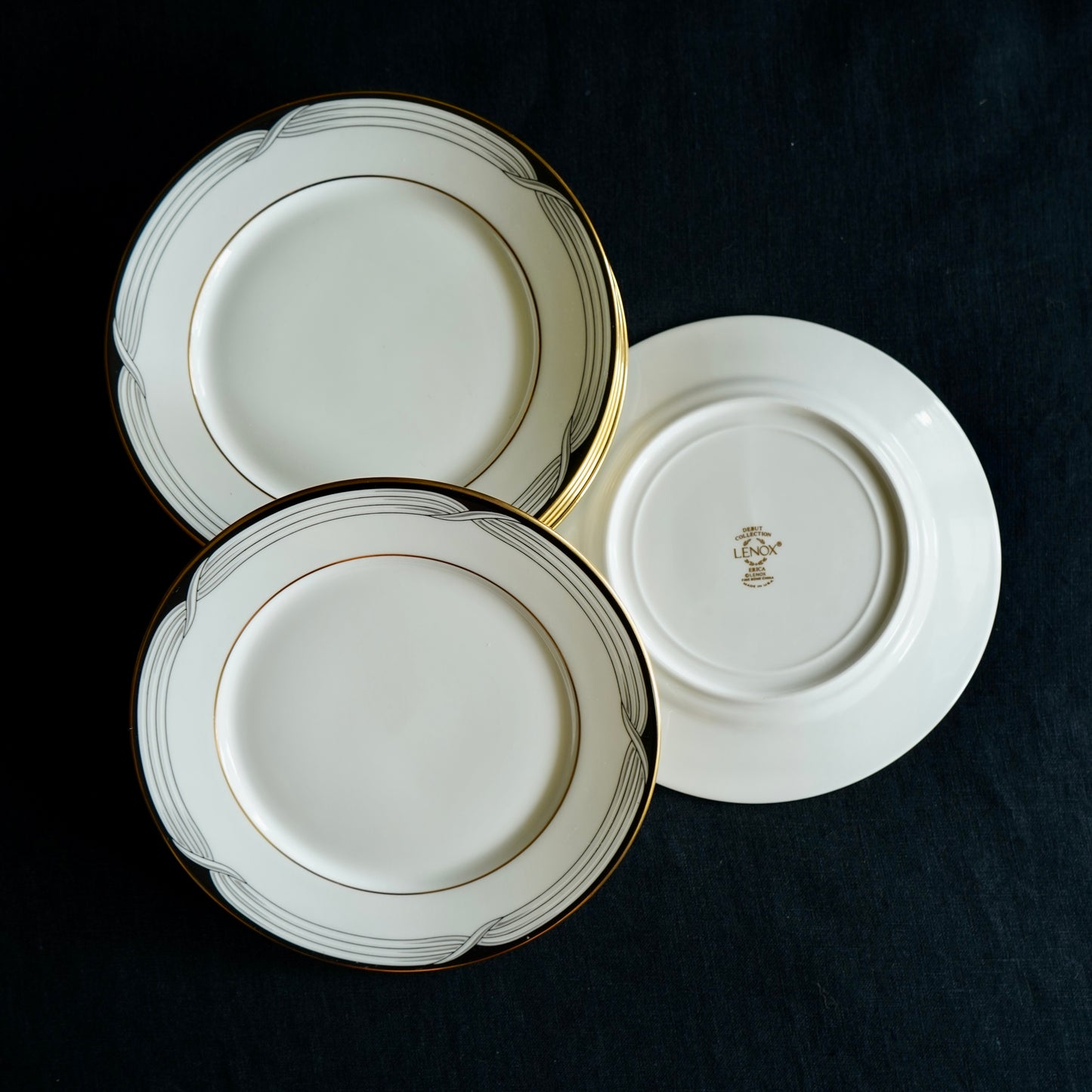 Lenox Black Tie Bread & Butter Plates – Set of 6, 6.5" Ivory China with 24k Gold Trim (Discontinued)