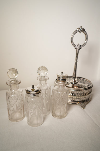 Antique English Silverplate Revolving Cruet Set, Circa 1880