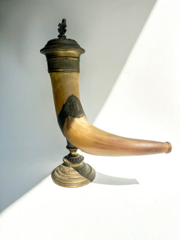 Antique Ceremonial Drinking Horn – A Timeless Trophy from 1895