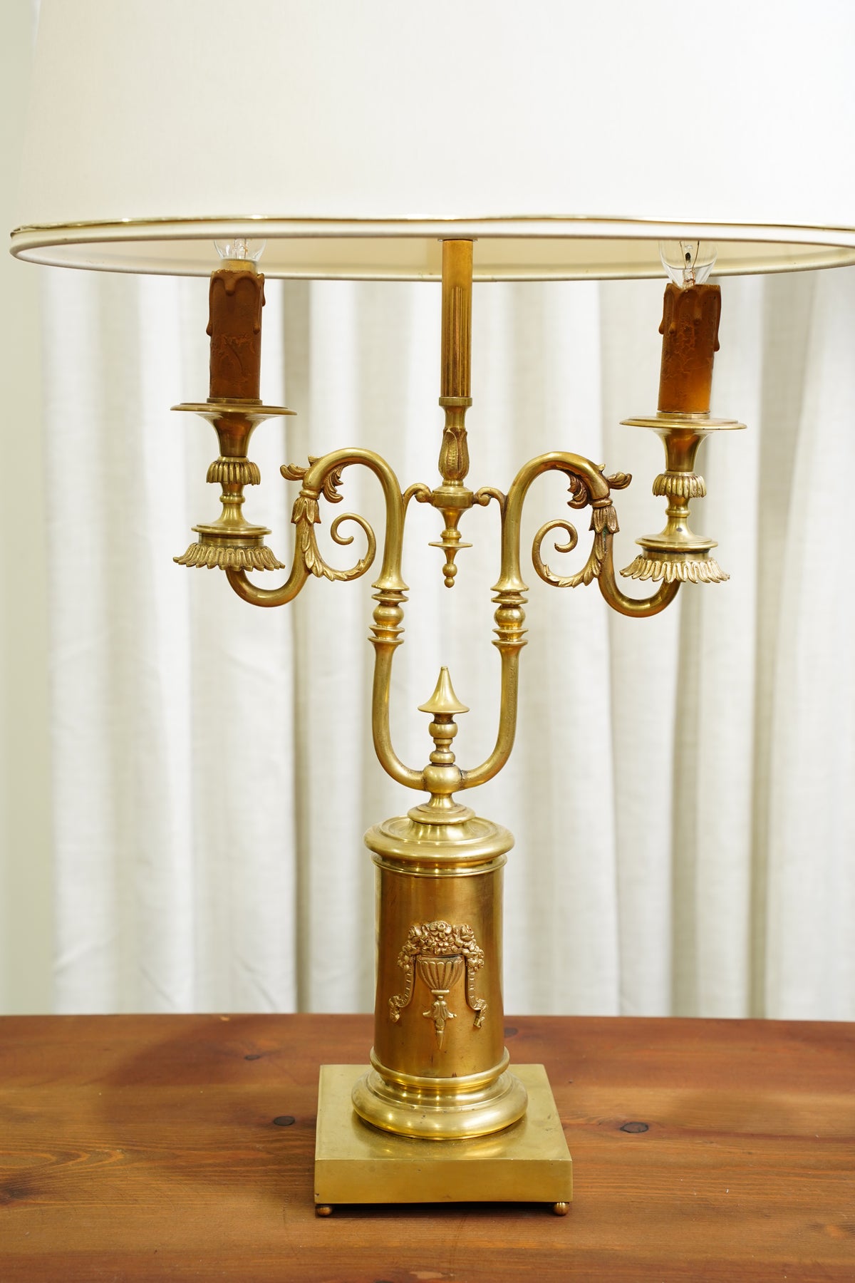 Vintage French Louis XVI Style Brass Bouillotte Lamp