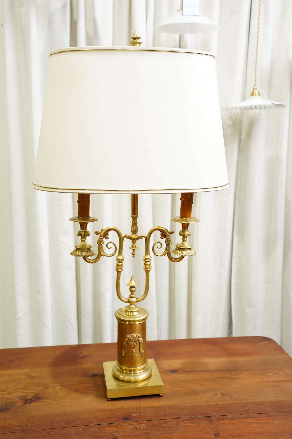 Vintage French Louis XVI Style Brass Bouillotte Lamp