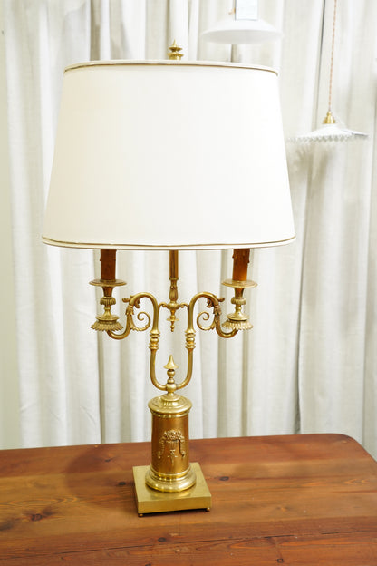 Vintage French Louis XVI Style Brass Bouillotte Lamp