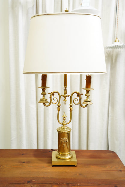 Vintage French Louis XVI Style Brass Bouillotte Lamp