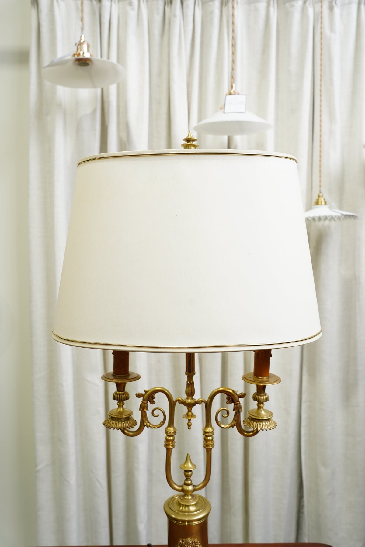 Vintage French Louis XVI Style Brass Bouillotte Lamp