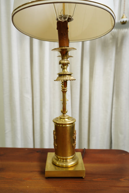 Vintage French Louis XVI Style Brass Bouillotte Lamp