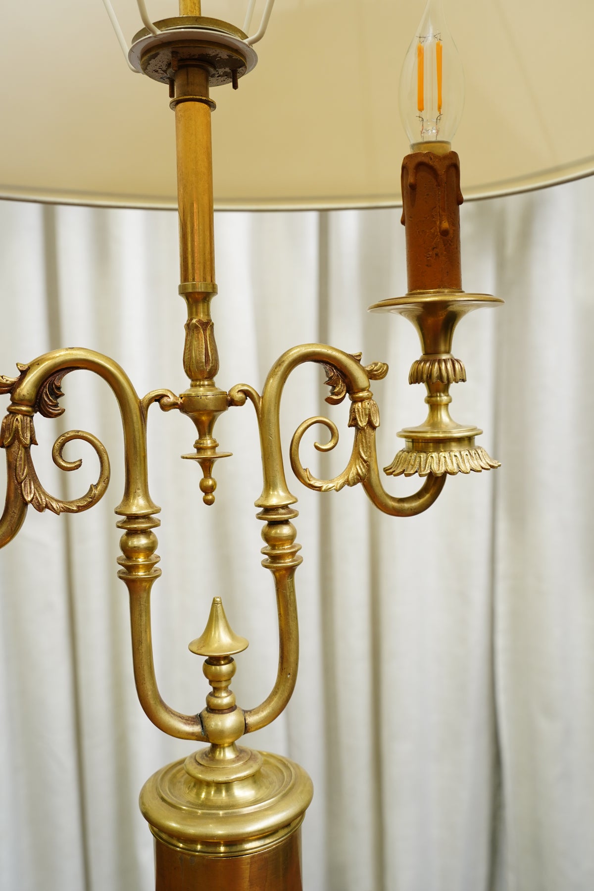 Vintage French Louis XVI Style Brass Bouillotte Lamp