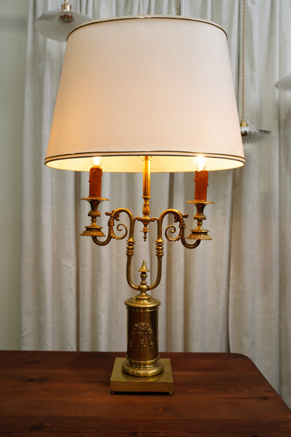 Vintage French Louis XVI Style Brass Bouillotte Lamp