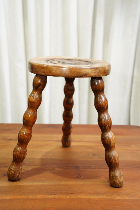 Vintage English Bobbin Leg Tripod Stool