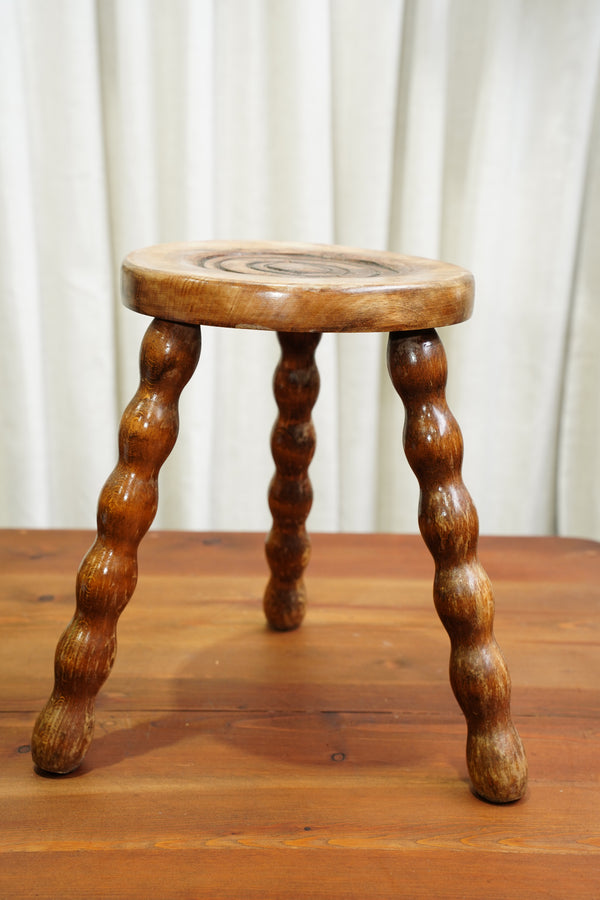 Vintage English Bobbin Leg Tripod Stool