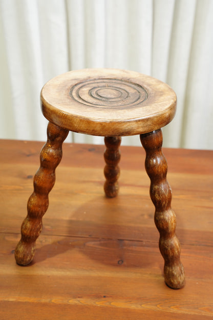 Vintage English Bobbin Leg Tripod Stool