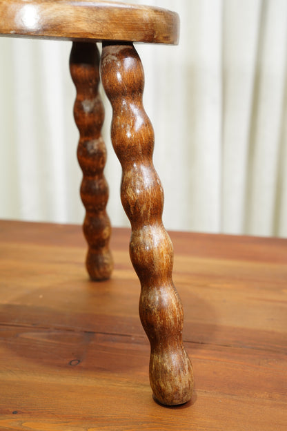Vintage English Bobbin Leg Tripod Stool