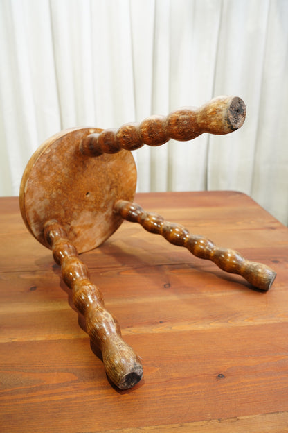 Vintage English Bobbin Leg Tripod Stool