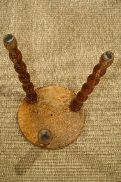 Vintage English Bobbin Leg Tripod Stool