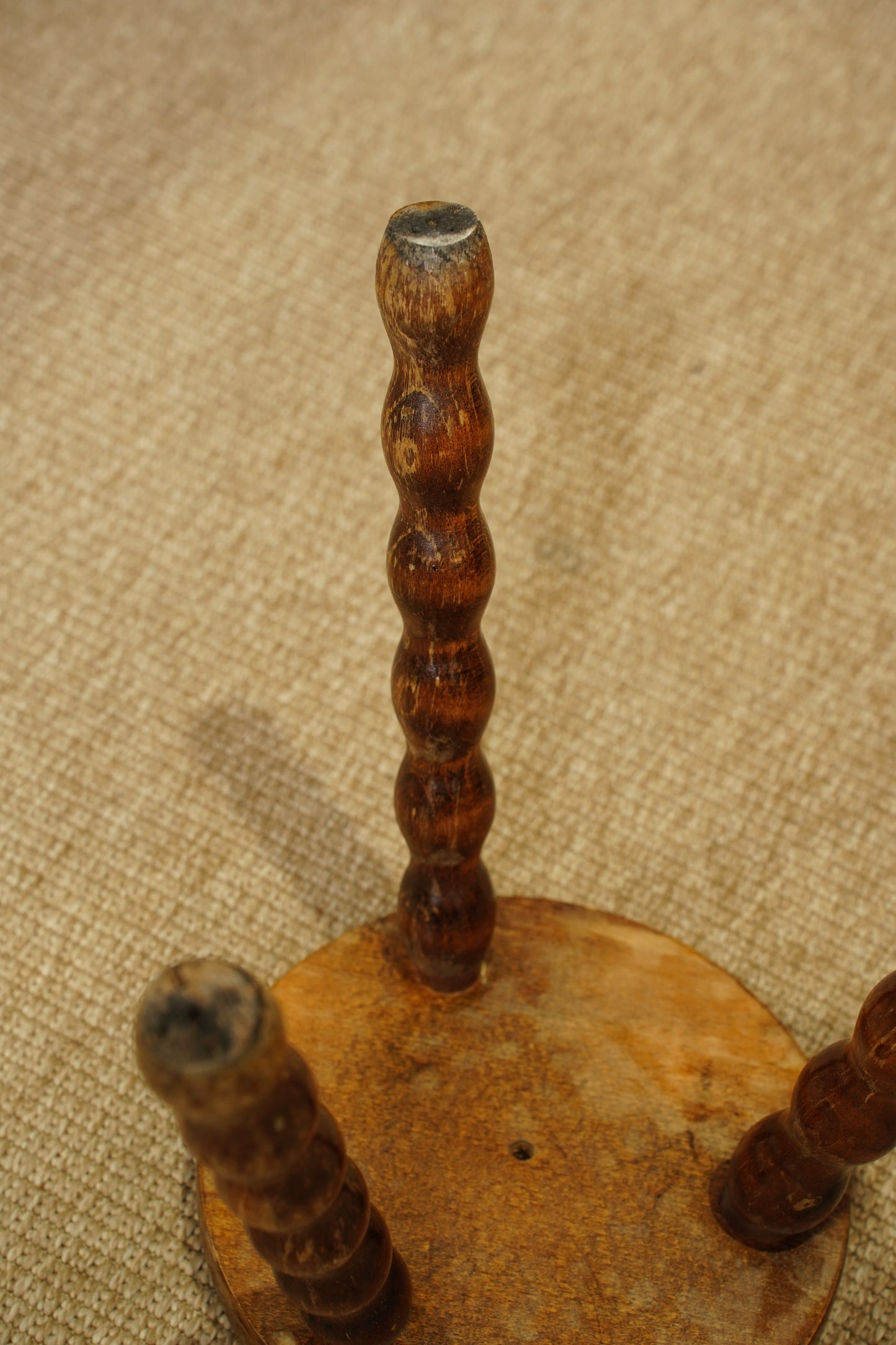 Vintage English Bobbin Leg Tripod Stool
