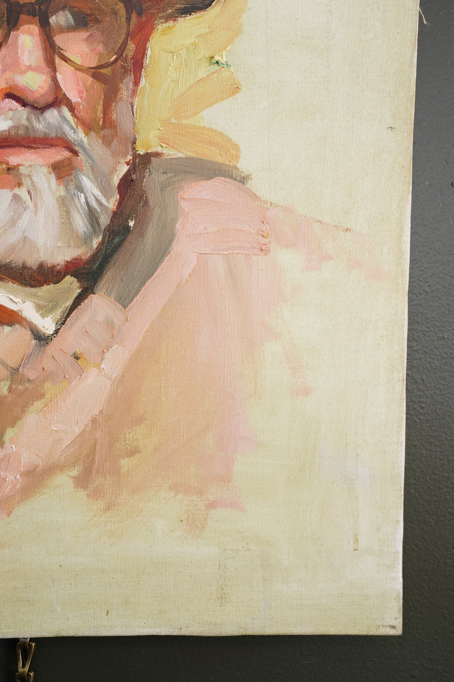 Contemporary Oil Portrait Painting, Man in Safari Hat, Unsigned