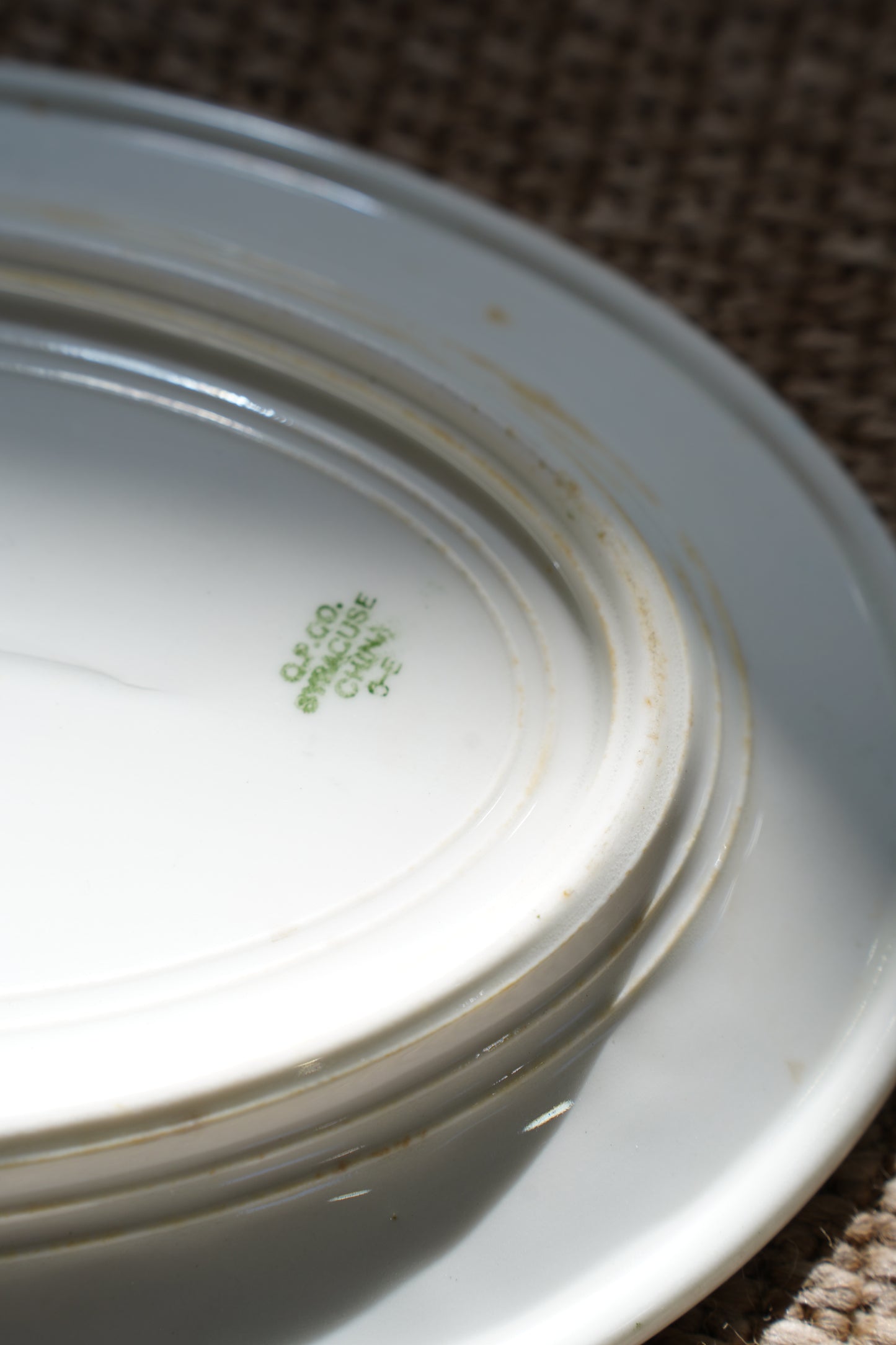 Vintage Neoclassical Green Transferware Serving Platter