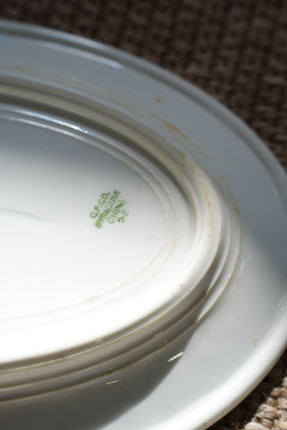 Vintage Neoclassical Green Transferware Serving Platter