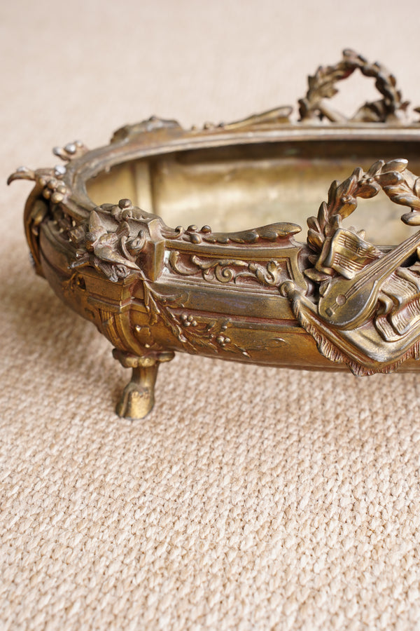 Antique French Brass Jardiniere | Centerpiece secondary view