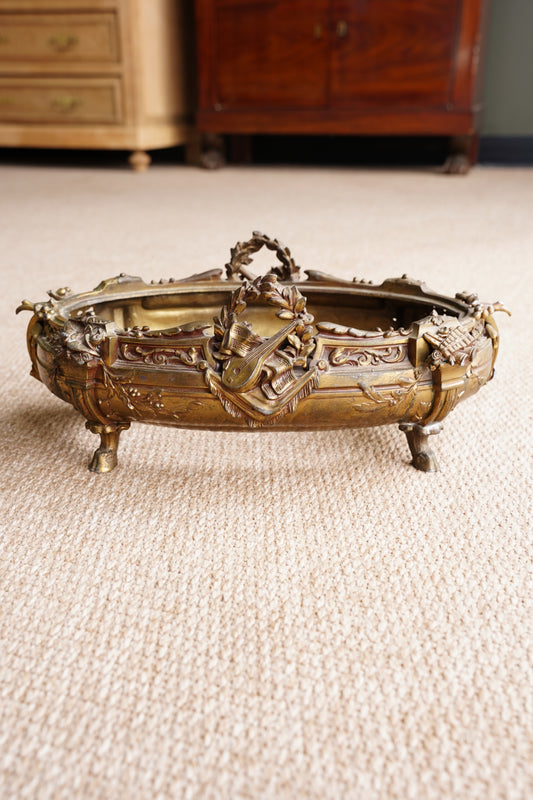 Antique French Brass Jardiniere | Centerpiece