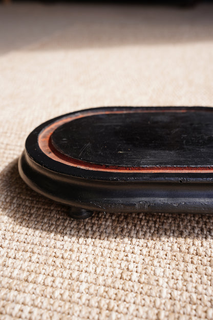 Antique Ebonized Oval Plinth Display Stand Base