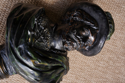 Vintage French Cavalier Bust, Bronze-Effect Plaster Sculpture