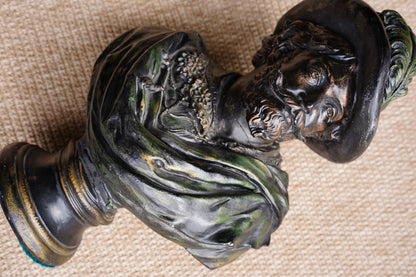 Vintage French Cavalier Bust, Bronze-Effect Plaster Sculpture