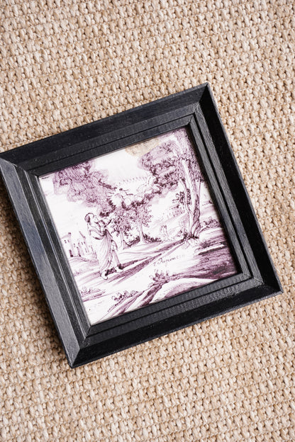 Antique Dutch Delft Biblical Tile, Framed