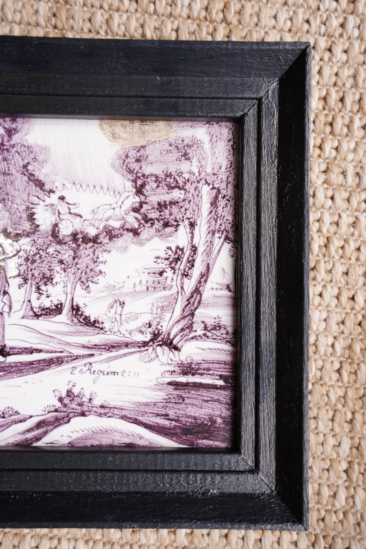 Antique Dutch Delft Biblical Tile, Framed