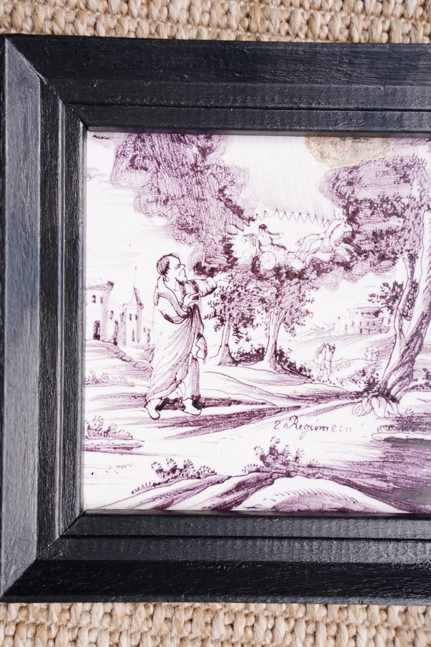 Antique Dutch Delft Biblical Tile, Framed