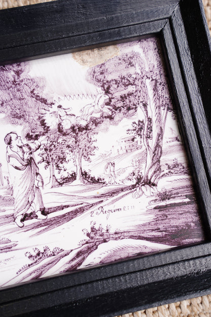 Antique Dutch Delft Biblical Tile, Framed