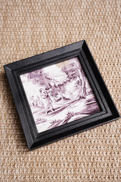 Antique Dutch Delft Biblical Tile, Framed