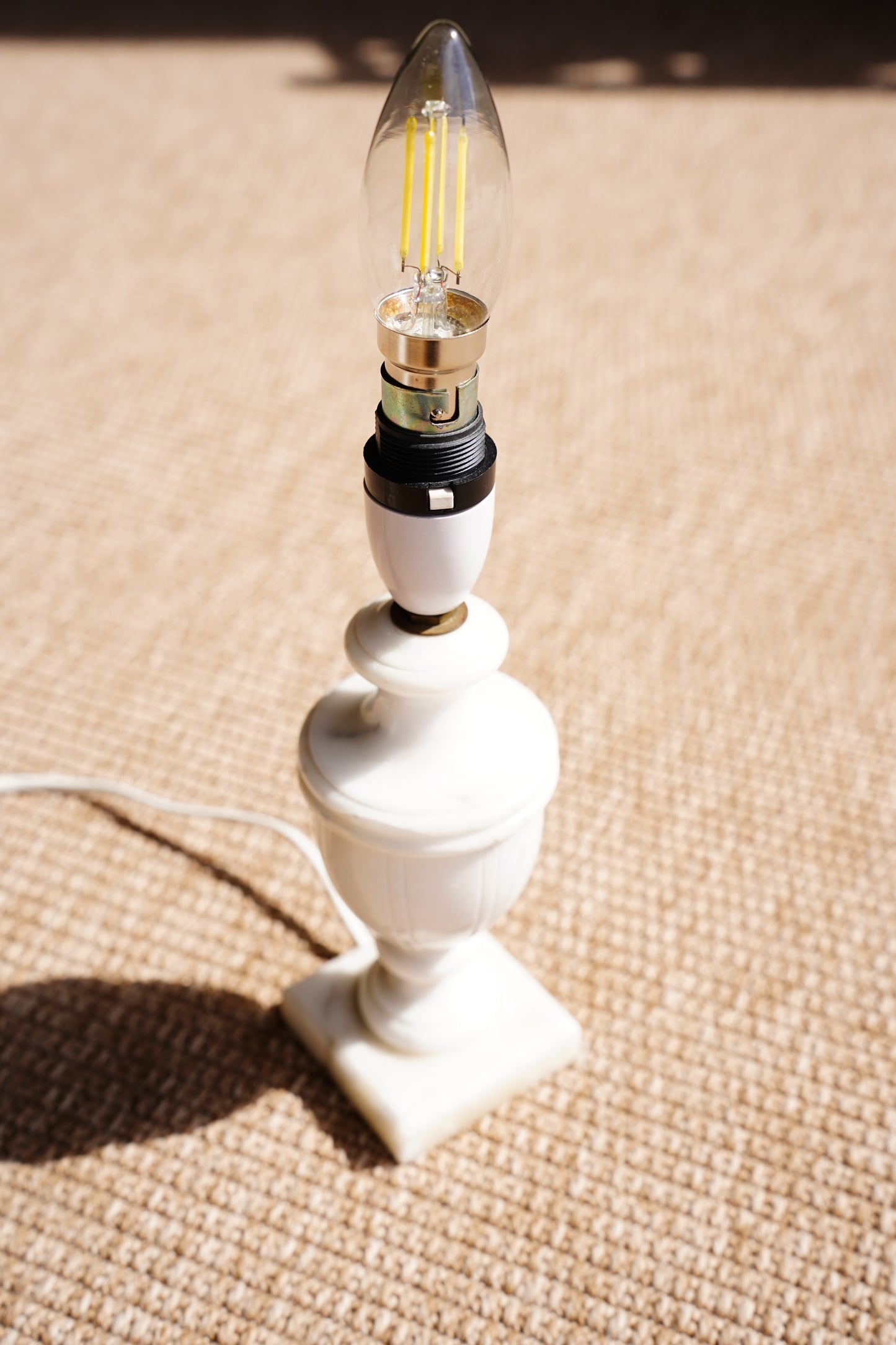 Italian Carved Alabaster Urn Table Lamp, Circa 1960