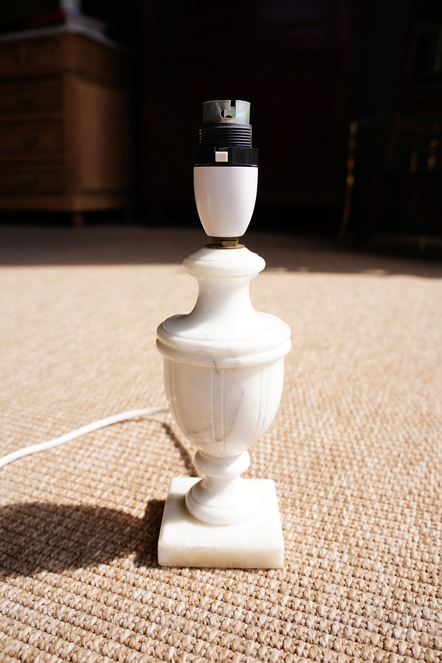 Italian Carved Alabaster Urn Table Lamp, Circa 1960