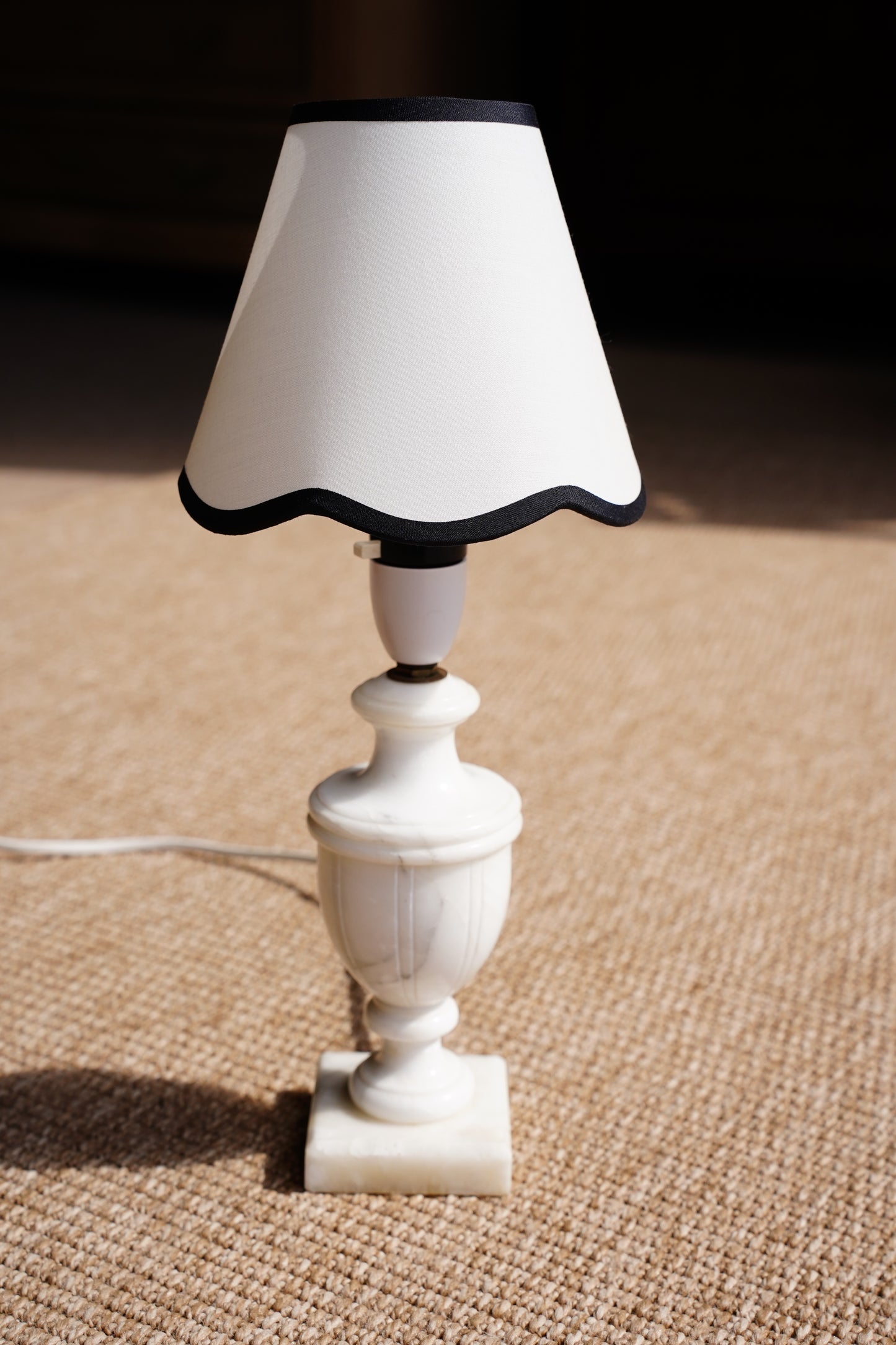 Italian Carved Alabaster Urn Table Lamp, Circa 1960