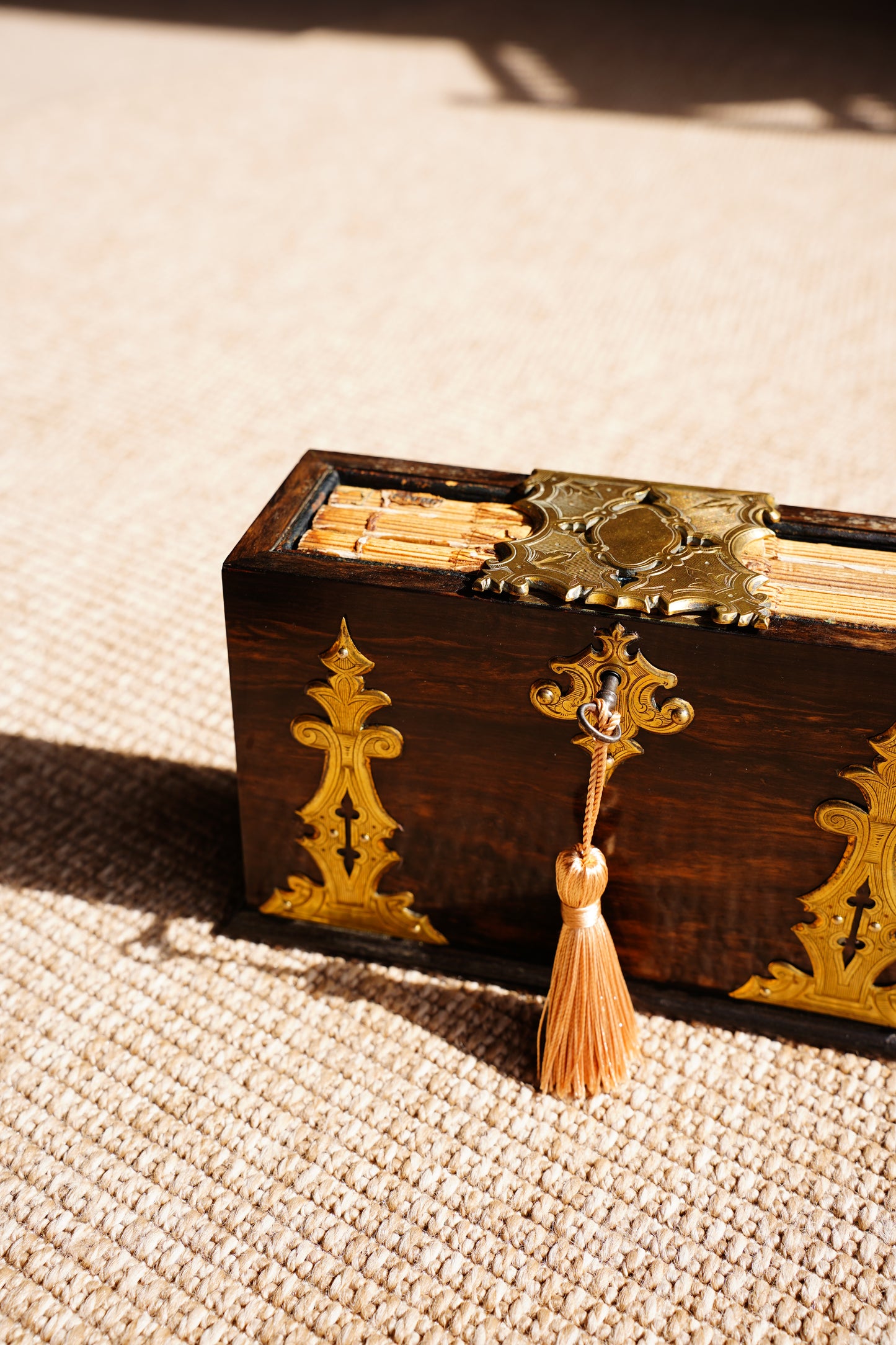 Antique Rosewood Spring Opening Stationery Box
