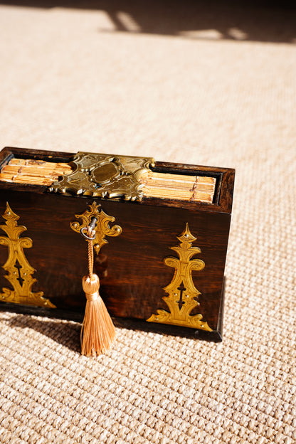 Antique Rosewood Spring Opening Stationery Box
