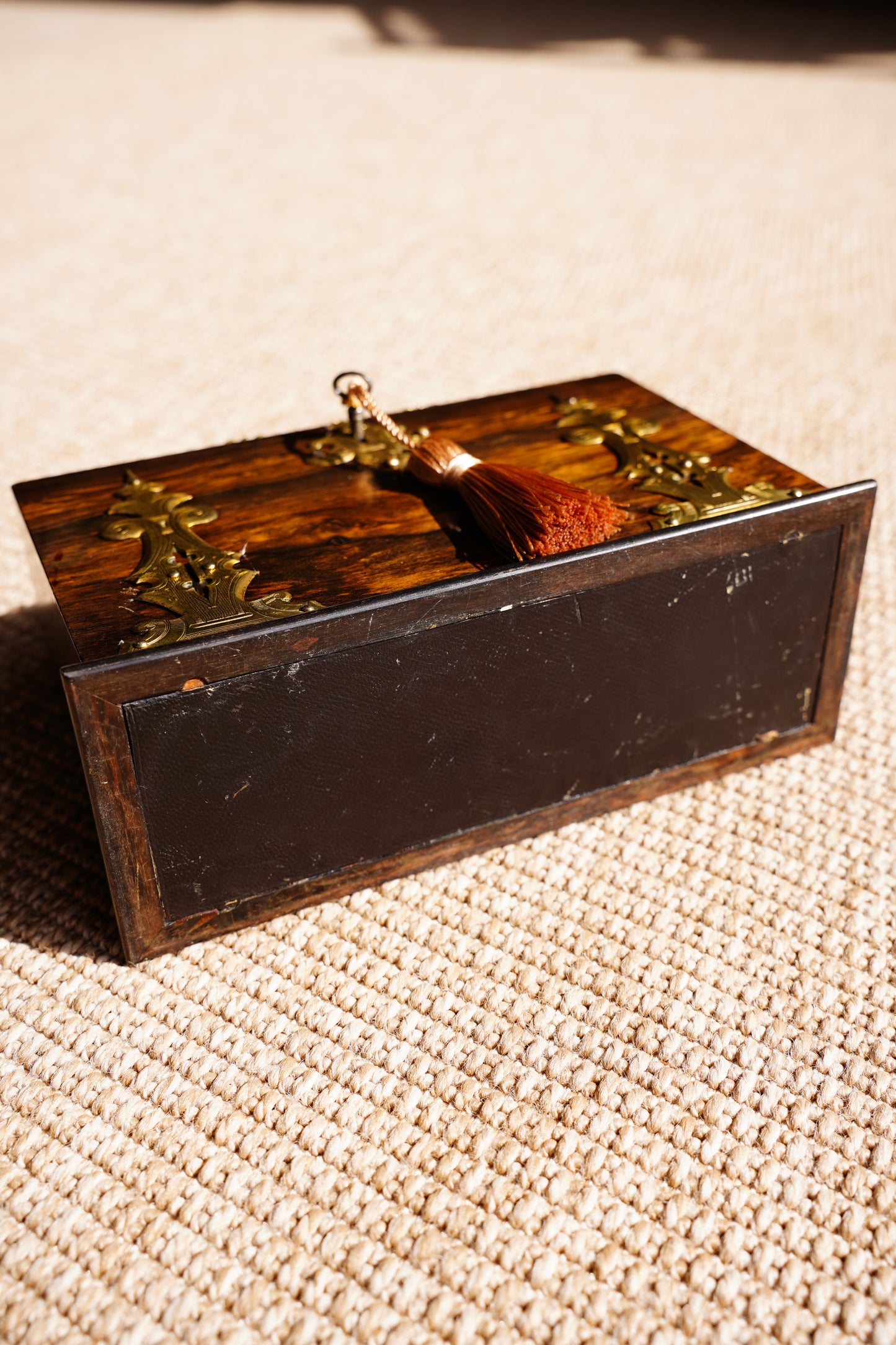 Antique Rosewood Spring Opening Stationery Box