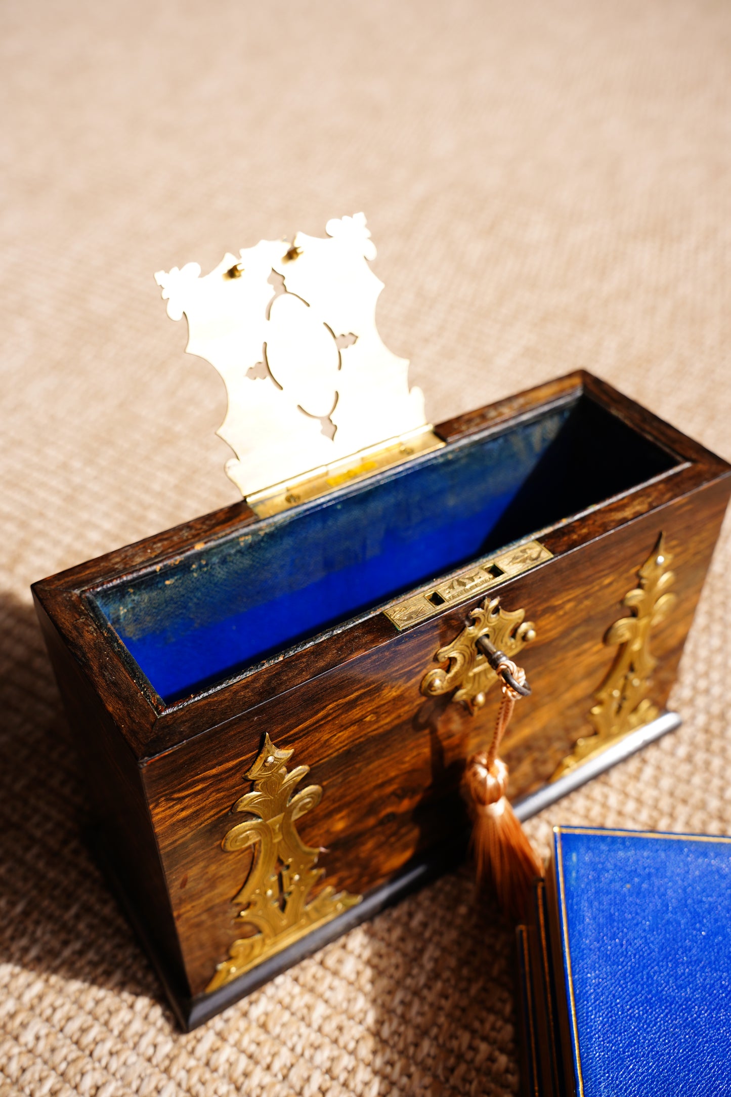 Antique Rosewood Spring Opening Stationery Box