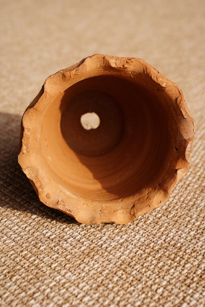 New Terracotta Ruffle Rim Garden Pot, Aged Finish