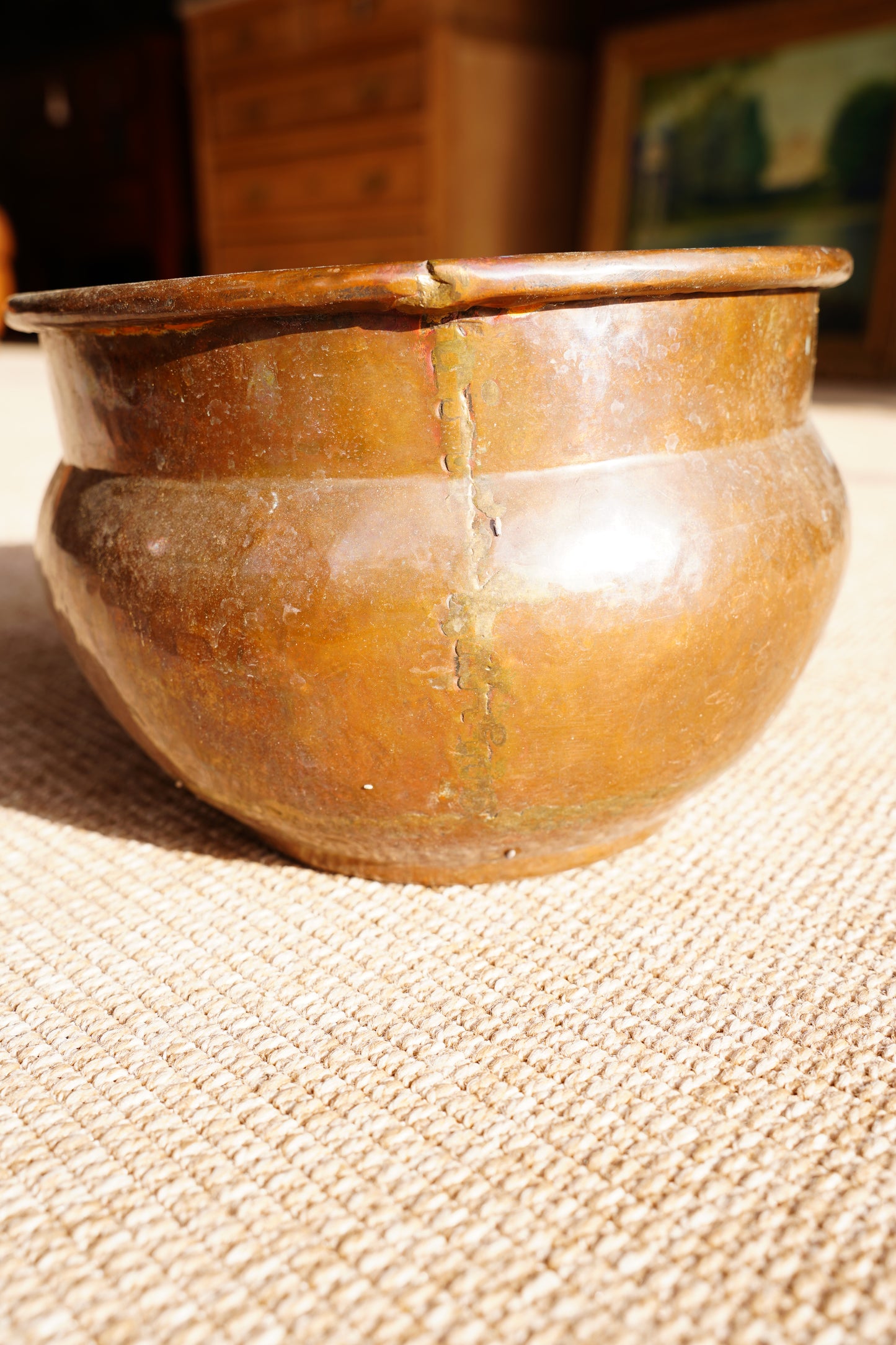 Vintage Hammered Copper Planter