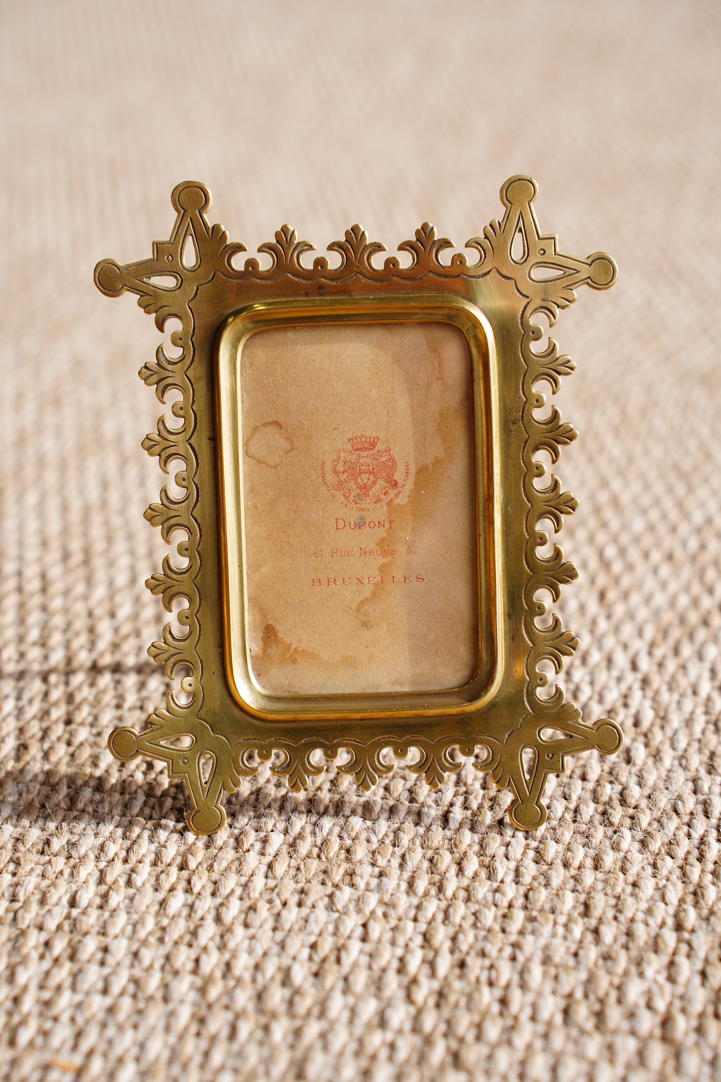Antique Victorian Brass Picture Frame, c1890